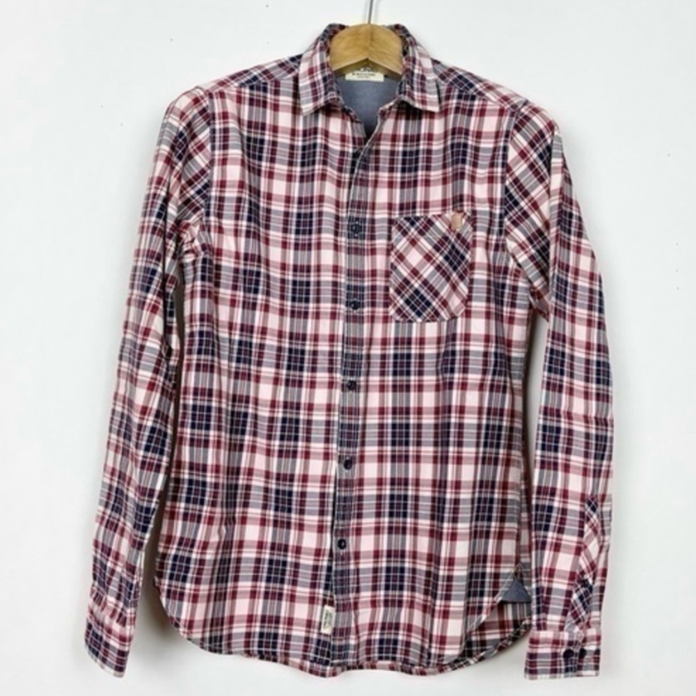Jack & Jones Men’s Plaid Buttoned‎ Cotton Shirt Long Sleeves Size Medium